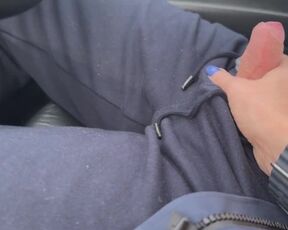 grabbed the dick behind the wheel when he was driving in the car