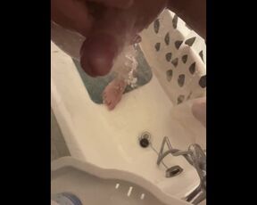 Handsfree water jet shower cumshot