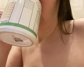 MILF Drink Water and Tea and Then Pee From Hairy Pussy