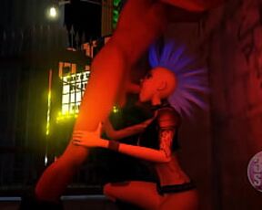 3DGSPOT - Wild Punk Girl Lets Huge Dick Stranger Throat Her In Multiple Positions! 3D ANIMATION!