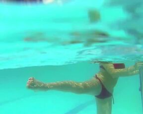 Fitness in the Pool. Underwater Girl in a Bikini. Part 5