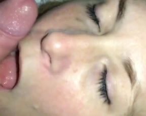 Sexy married milf sucking cock for cum in this messy homemade blowjob