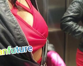 Huge Boobs in Elevator. MILF Love Outdoors Extreme