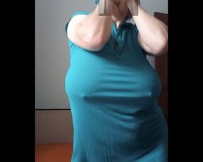 Big Saggy Tit MILF Dancing on Green Dress