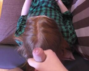 Cum on stepsister's hair until she sees it!