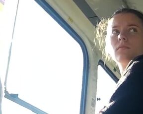 Girl looks at a dick for a long time in a tram