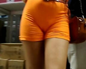 Casadinha de shortin laranja calcinha fincada Nice ass short