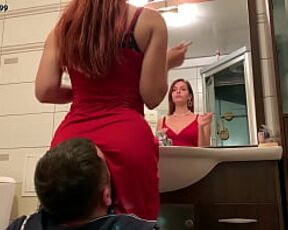 Mistress Sofi in Red Dress Use Chair Slave - Ignore Facesitting Femdom (Preview)