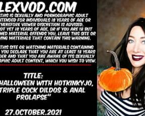 Happy Halloween with Hotkinkyjo, huge triple cock dildos & anal prolapse