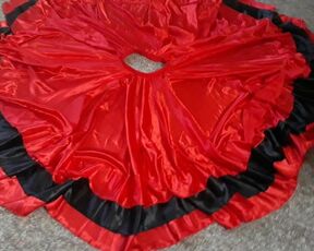 jizz on flamenco dance long red satin skirt