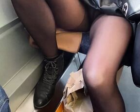 Train tease no panties