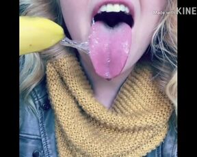 Amazing Sloppy Banana Spit Gagging