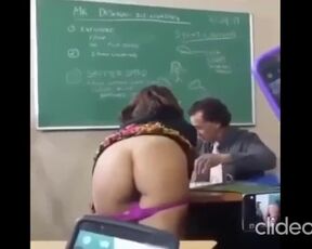 Italian Student Shows her Classmates' Ass