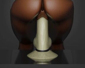 3D Black girl Riding a Dildo