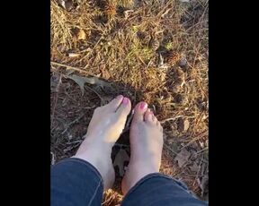 Bare feet in the woods