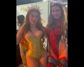 In Spider-Man body dancing sexy with Madison Morgan in Los Angeles at X3 (paint by Fernello)