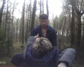 the husband fucks the girl and ends up in the forest.