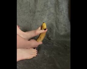 Footjob with banana