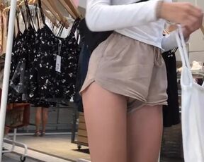 Candid Blonde Teen Ass Cheek Shorts