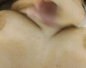 My husband cums on my tits